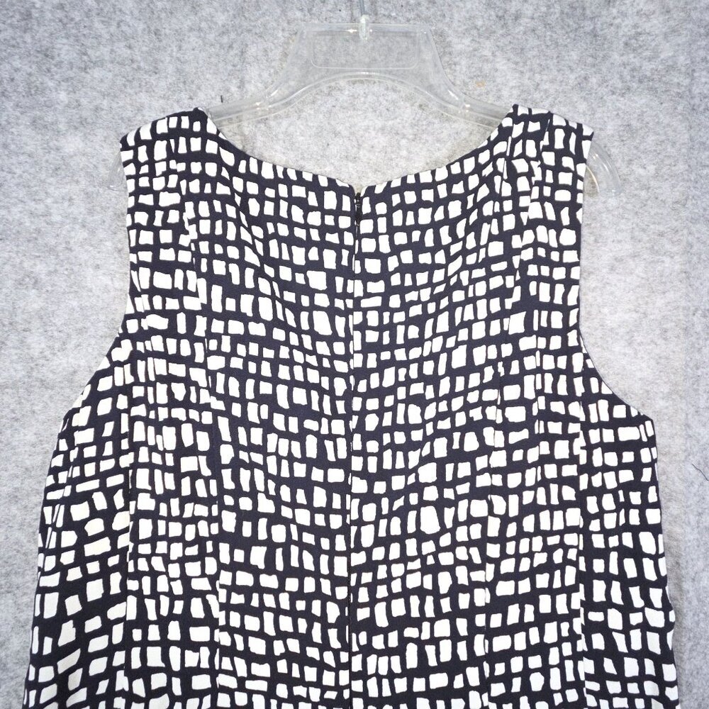 Lauren Ralph Lauren Sleeveless Fit & Flare Dress Size 16 Black White Preppy - Picture 7 of 9